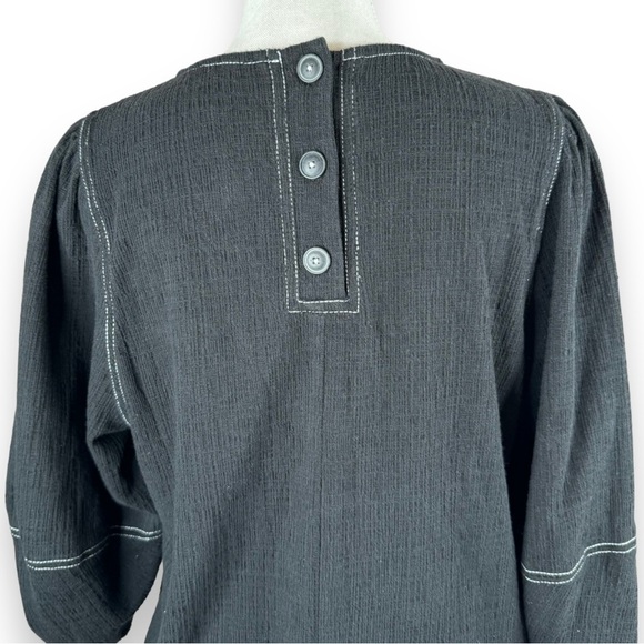 Anthropologie Current Air Delilah Structured Top Black White Top Stitch Boho - Picture 8 of 12